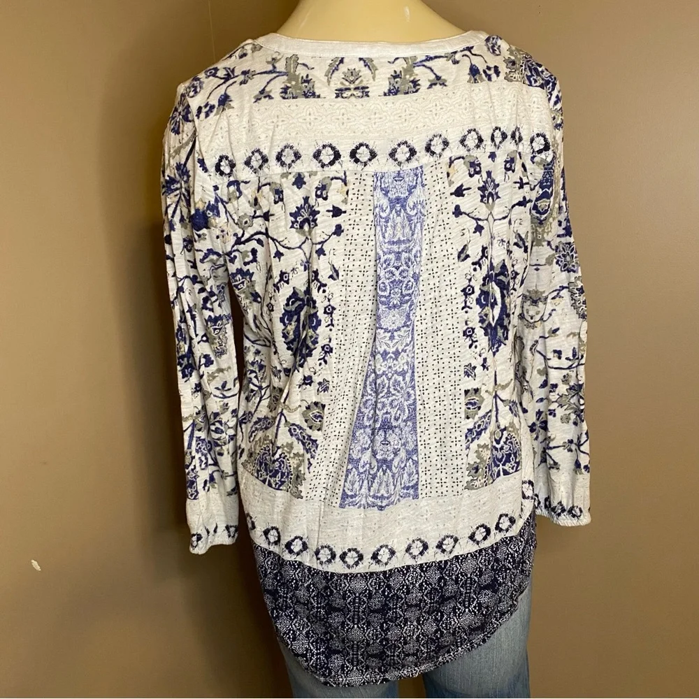 Lucky Brand Size Small Womens 3/4 Length Sleeve Floral Blouse - Picture 6 of 9